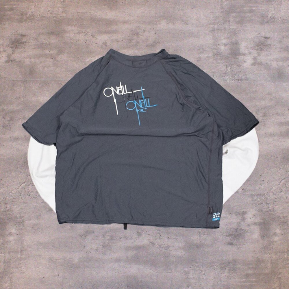 Vintage VTG Y2K's 2000's 00's Oneill Tri Logo Swim Surf Charcoal Grey Shirt